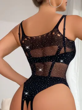 Body with Rhinestones S/L - Black