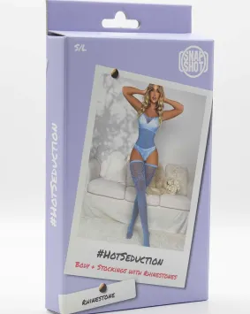 Body + Stockings with Rhinestones S/L - Blue