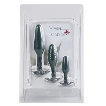 Doobies POT Leaf Anal Trainer Silicone Set - 3 Sizes