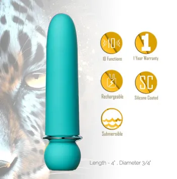 JAGUAR 10-Function Silicone Coated Super-Charged Bullet - 4 Colors Available