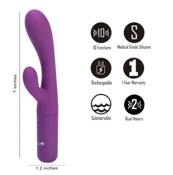 RAYLA 10-Function Silicone Dual Stimulator Vibrator