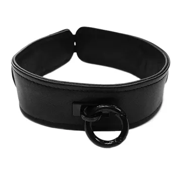 Leather Collar, Black with Black Accessories