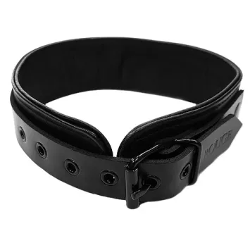 Leather Collar, Black with Black Accessories