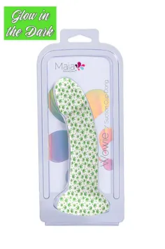 WOWIE Glow in the Dark 7 Inch Weed Print Silicone Suction Cup Dong