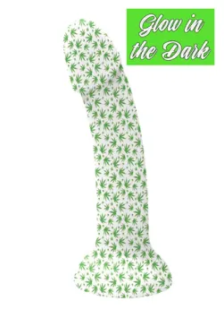 WOWIE Glow in the Dark 7 Inch Weed Print Silicone Suction Cup Dong